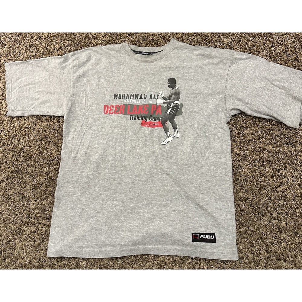 Vintage Y2K Platinum FUBU Muhammad Ali Training Camp Boxing Gray T-shirt XL